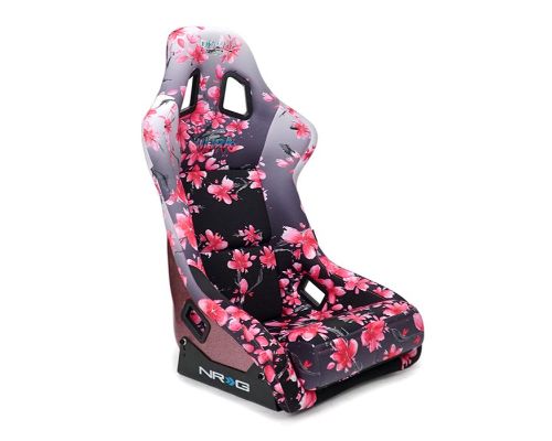 NRG Frp Bucket Seat Prisma- Japanese Cherry Blossom ed In Vegan Material Pink Pearlized Back Plus Phone Pockets Large