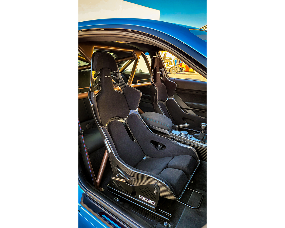 Recaro Carbon Fiber Dynamic Podium Seat Alcantara Black | Leather Red Left Hand Large